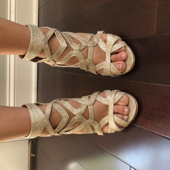 ALDO Sparkly Light Gold High Heels - Picture 3 of 8